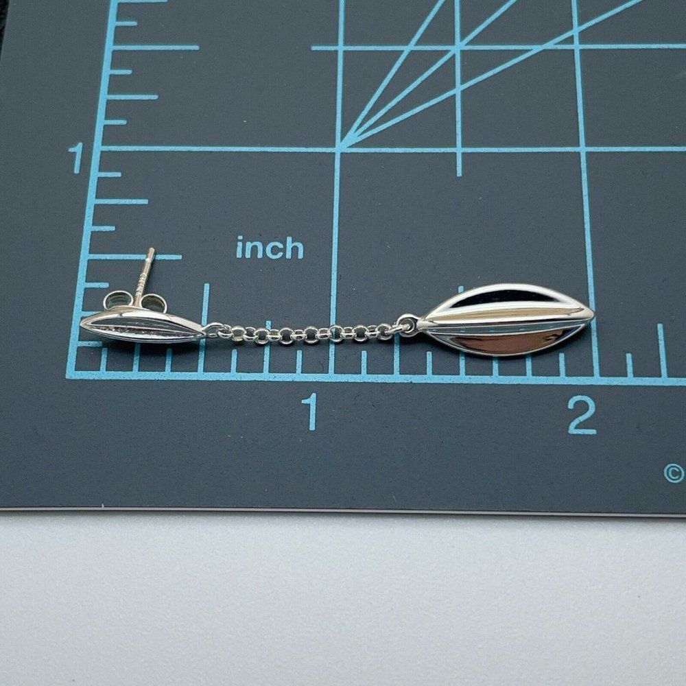 Sevilla Silver Oblong Chain Drop Earrings Sterling Silver Marquee Shaped Dangle - Picture 5 of 7